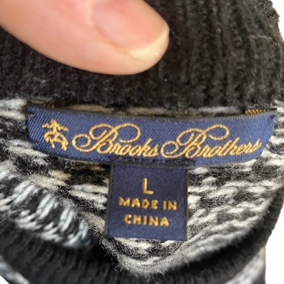 Merino Wool Embroidered Houndstooth Sweater Size L - Picture 7 of 10